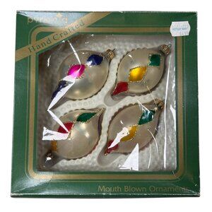 Vintage Pyramid Blown Glass Christmas Ornaments Holiday